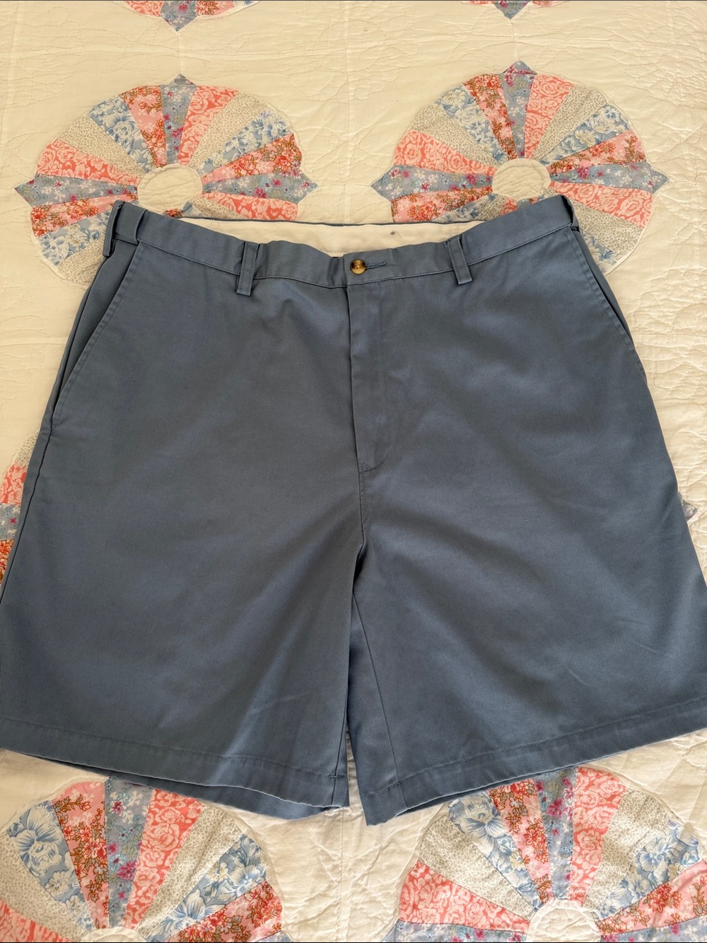 Men's Flat Front Blue Chino Shorts